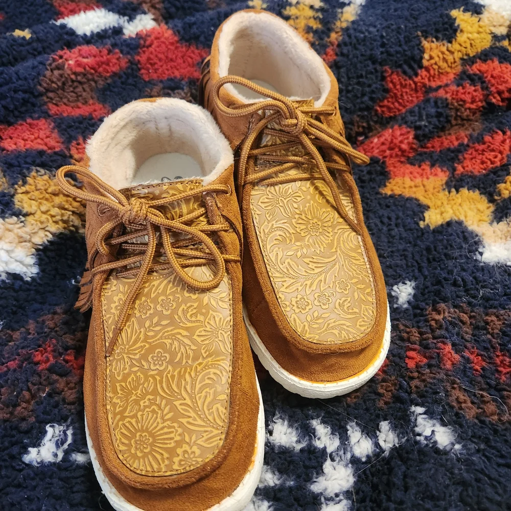 Gypsy Jazz Brown Ankle Boots with Fringe - Picture 2 of 5